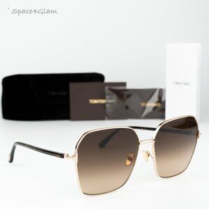 Tom Ford Women Sunglasses Rose Gold Havana Brown Gradient Square FT0839 52F NEW